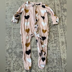 Gigi & Max Gwen Hearts Ruffled Zipper Footie Newborn